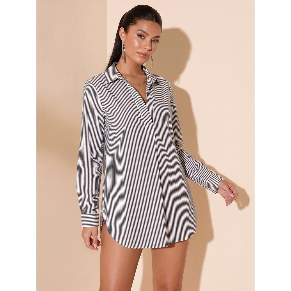 J.Crew Womens XS Pullover Poplin His-Shirt Striped